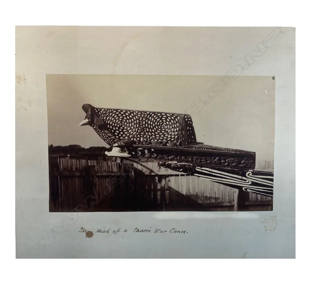 John Kinder (1819-1903) - The head of a Māori war canoe, Image 1++